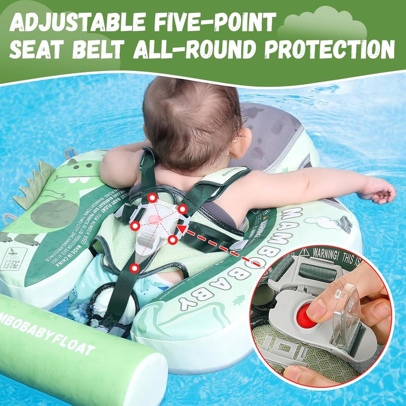 GENTEACO Mambobaby Baby Swim Float with Canopy Non-Inflatable Infant Pool Float with Tail 3-24 Months Avoid Flip Solid Skin-Friendly Material for Toddler Boys Girls - Image 5